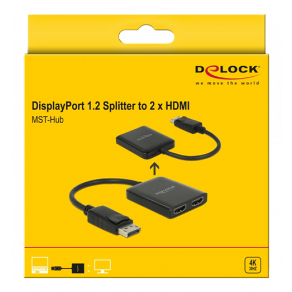 Delock DisplayPort 1.2 Splitter 1 x DisplayPort in > 2 x HDMI out 4K 3 87720