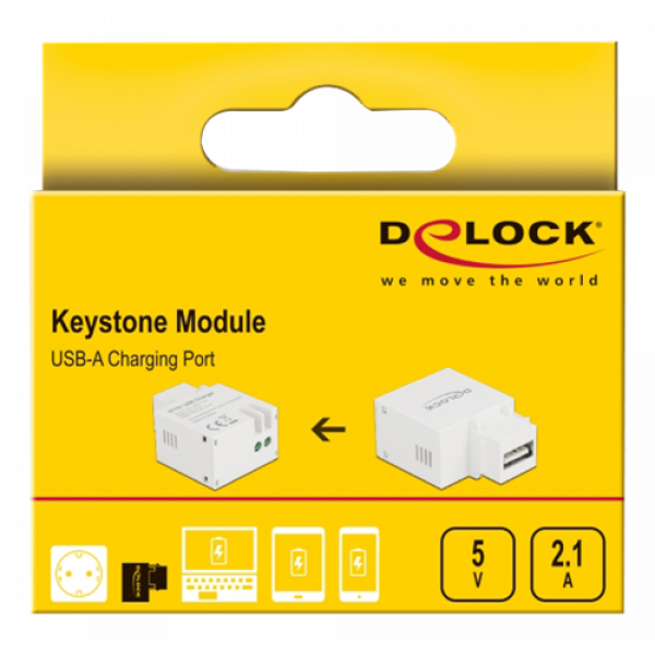 Delock Keystone Module USB Type-A Charging Port 2.1 A white 87791