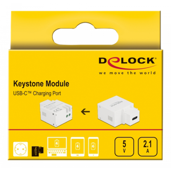 Delock Keystone Module USB Type-C™ Charging Port 2.1 A white 87792