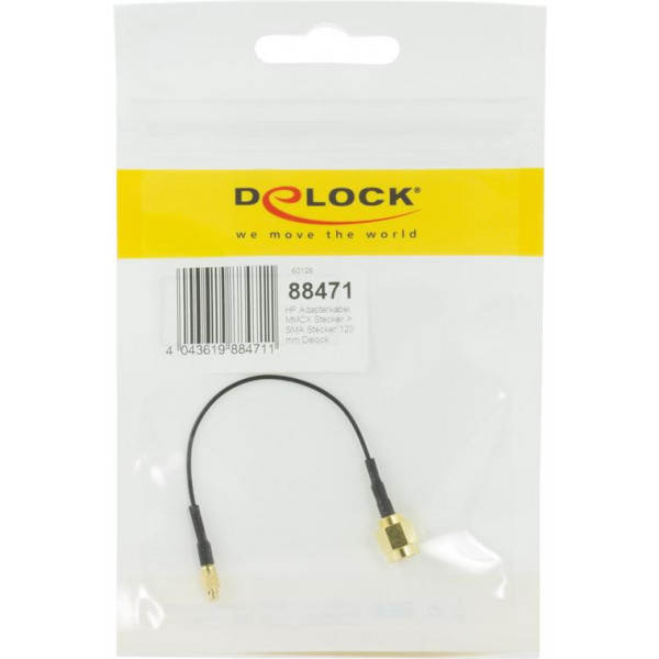 DeLOCK adapter, MMCX ha - SMA ha, 0,1m, svart 88471