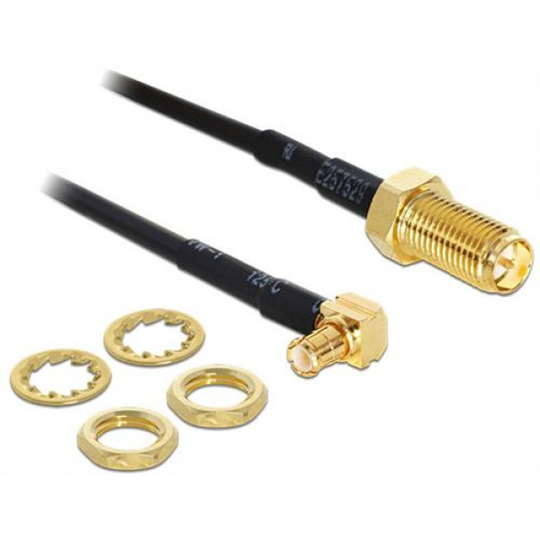 DeLOCK adapter, MMCX ha - RP-SMA ho, 0,3m, svart 88472