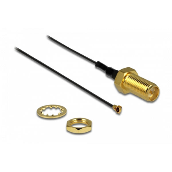 Delock Antenna Cable RP-SMA jack bulkhead to MHF® 4 plug 0.81 20 cm th 88815