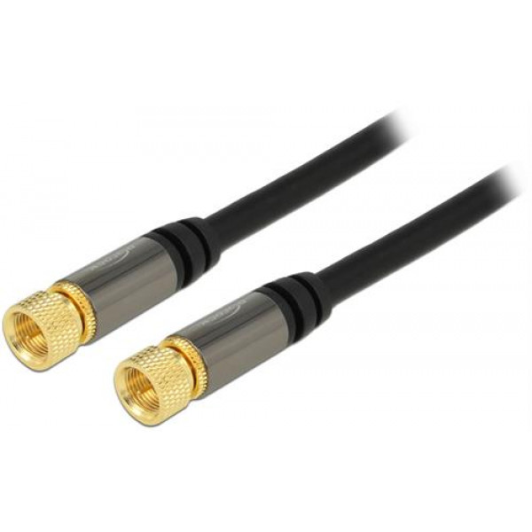 DeLOCK Antennkabel, RG6/U, skruvm F-kontakt hane - hane, 75 Ohm, svart 88918