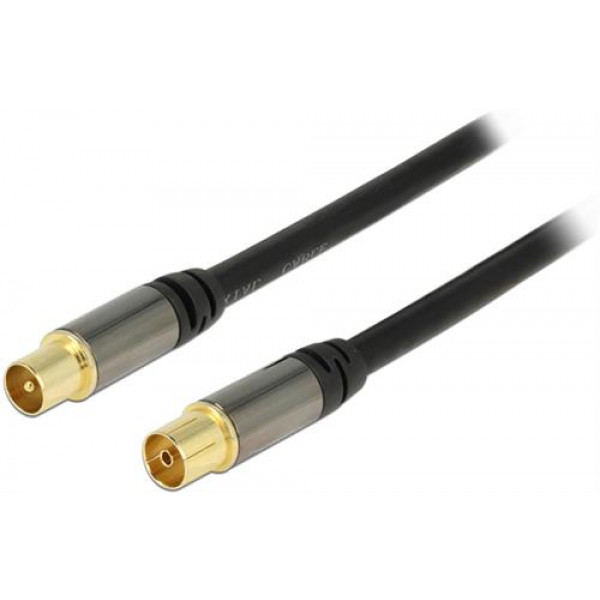 DeLOCK antennkabel, 75 Ohm, guldpläterade kontakter, 1m, svart 88922