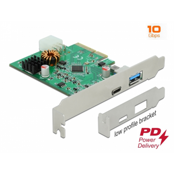 Delock PCI Express x4 Card to 1 x external USB Type-C™ female with PD 89001