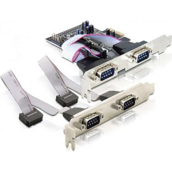 DeLOCK PCI-Express x1 kort, Seriell RS-232, 4xDB9ha 89178