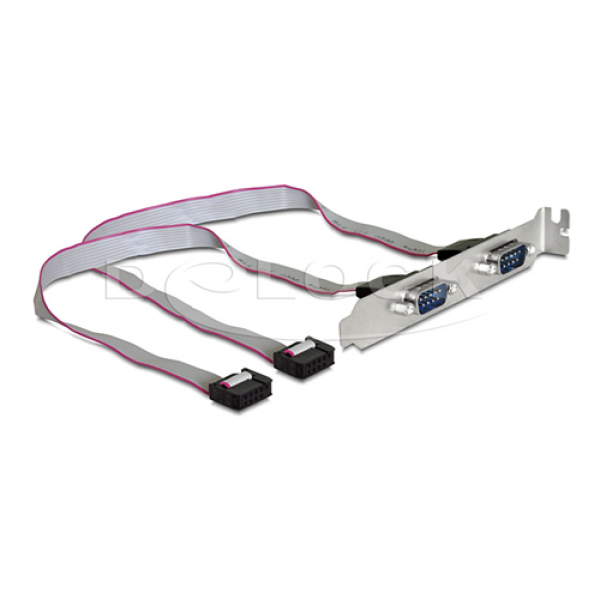DeLOCK serieport på täckplåt, 2xDB9 hane, rak pin-pin, 40cm 89268
