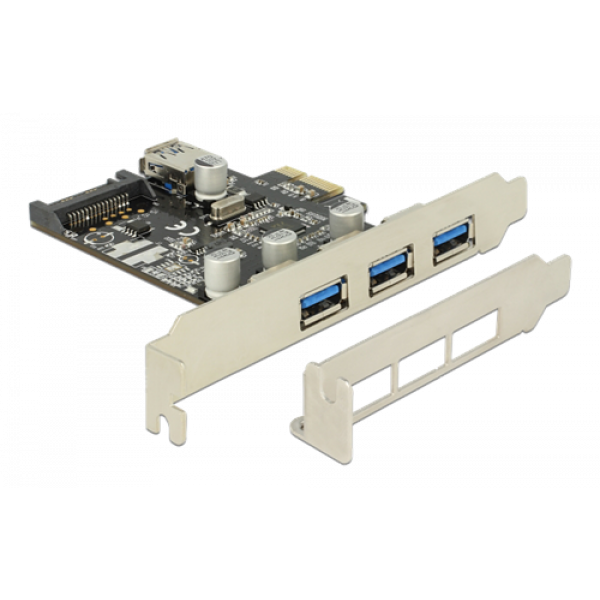 Delock PCI Express Karte > 3 x extern + 1 x intern USB 3.0 Typ-A Buchs 89301
