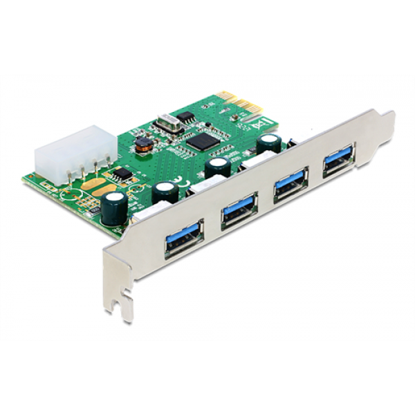 DeLOCK PCI-Express x1 kort, USB 3.0, 4xTyp A portar 89363