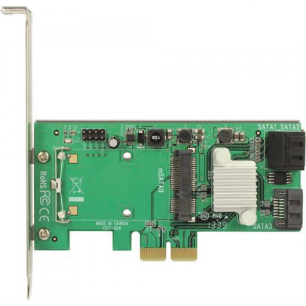 DeLOCK kontrollerkort, PCI-E 2.0 x4, SATA 6, 1xmSATA, 3x SATA 7-pin 89371