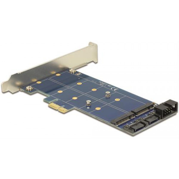DeLOCK adapter, från SATA/USB till 2xM.2, inkl. lågprofil PCI-täckp 89374