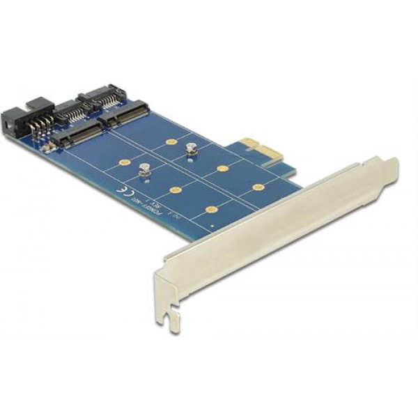 DeLOCK adapter, från SATA/USB till 2xM.2, inkl. lågprofil PCI-täckp 89374
