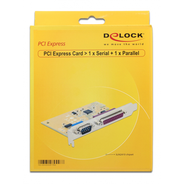 DeLOCK PCI-Express kort, 1xDB25 ho, 1xRS-232 DB9 ha 89446