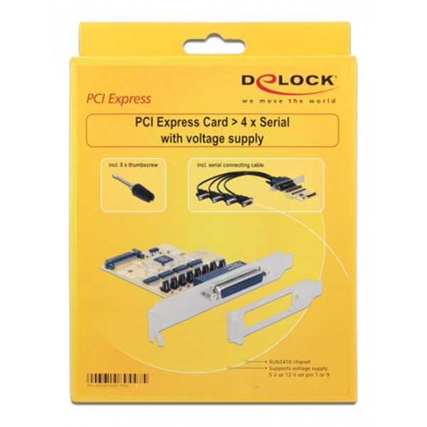 DeLOCK PCI-Express kort, 1xDB44 ho, 1xDB44 ha - 4xRS-232 kabel 89447