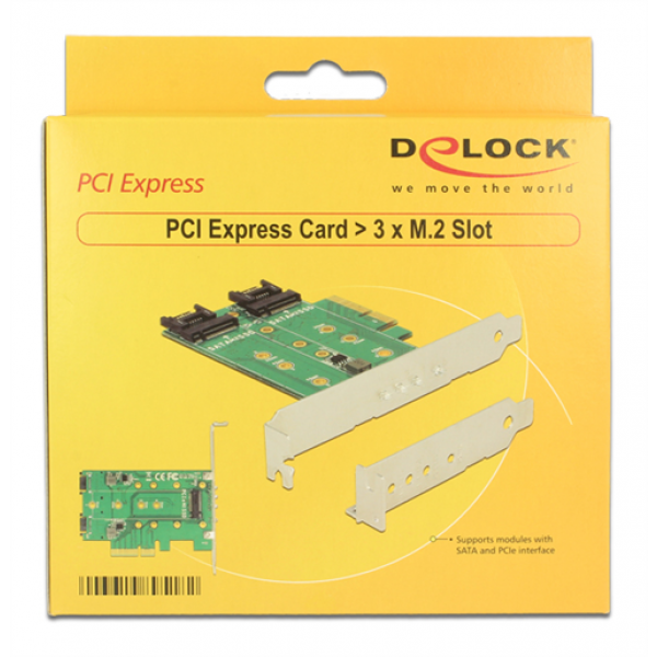 Delock PCI Express Karte > 3 x M.2 Slot – Low Profile Form Faktor 89518