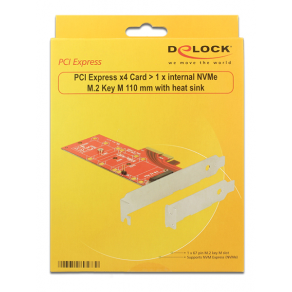 Delock PCI Express x4 Karte > 1 x intern NVMe M.2 Key M 110 mm mit Küh 89577