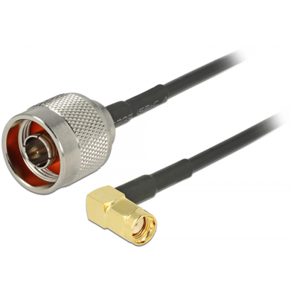 DeLOCK antennkabel, N hane - RP-SMA hane, 90gr vinkel, svart 89579