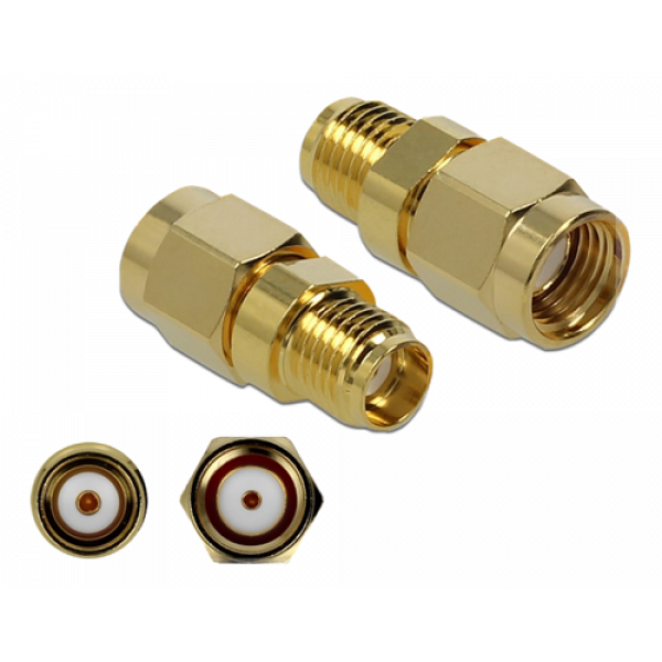 Delock Adapter RP-SMA plug to SMA jack 10 GHz 89976