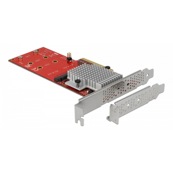 PCI Express x8 Card to 2 x internal NVMe M.2 Key M - Low Profile 90305