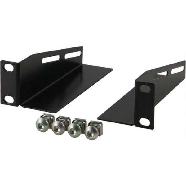 TOTEN L-stödskenor för 10"-skåp, 1U, 136mm djup, 2-pack, svart