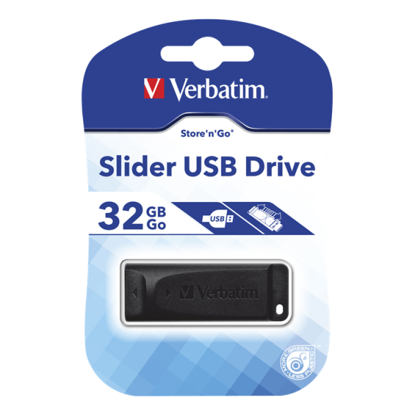 Verbatim USB DRIVE 2.0 STORE N GO SLIDER 32GB BLACK 98697