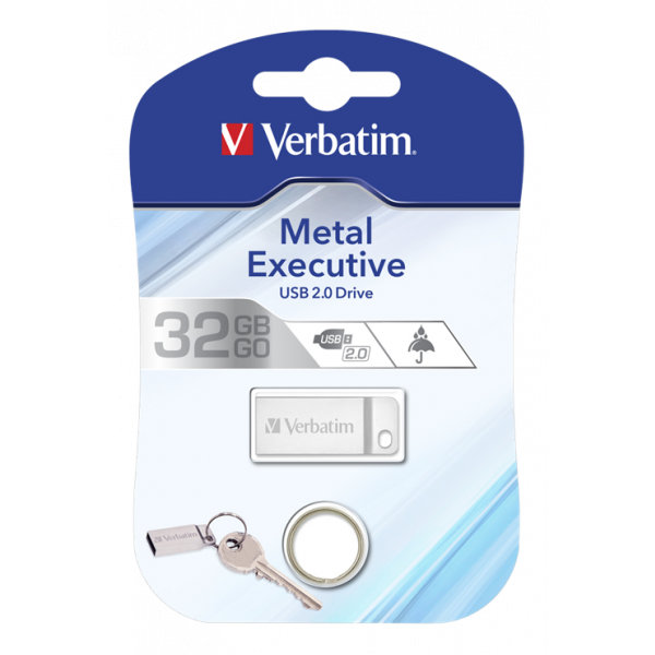 Verbatim store 'n' Go Metal Executive Silver USB 2.0 Drive 32GB 98749