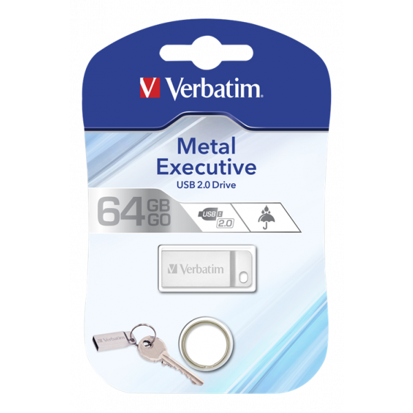 Verbatim store 'n' Go Metal Executive Silver USB 2.0 Drive 64G 98750