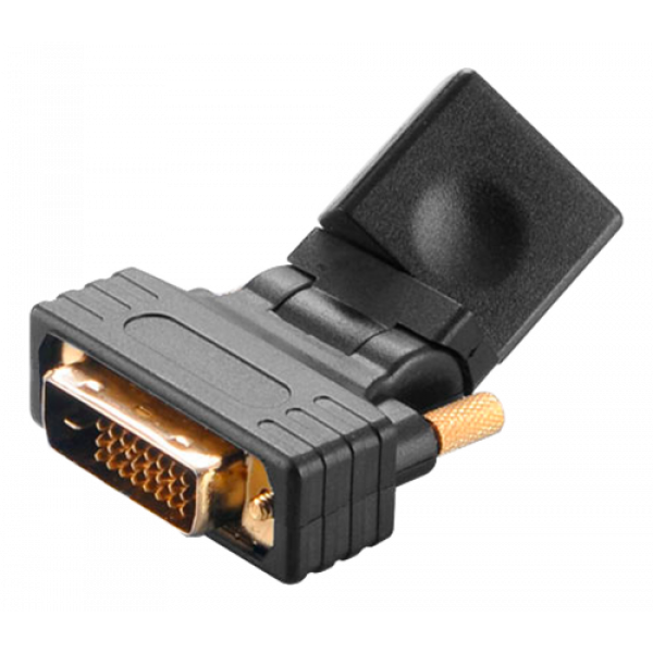 Angled DVI Male to HDMI Femaleadapter with gold plated contacts AK-CBHD16-BK