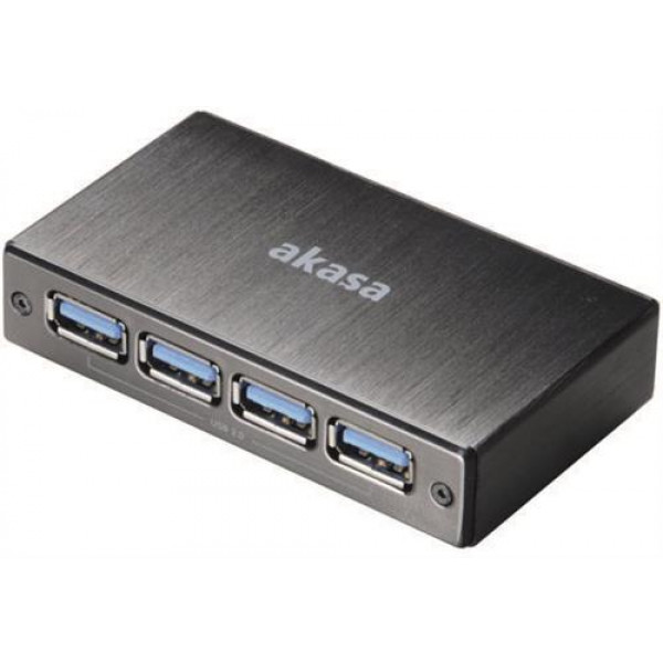 Akasa Connect 4SV, USB 3.0 hubb med fyra portar, borstad aluminum, sv AK-HB-10BK