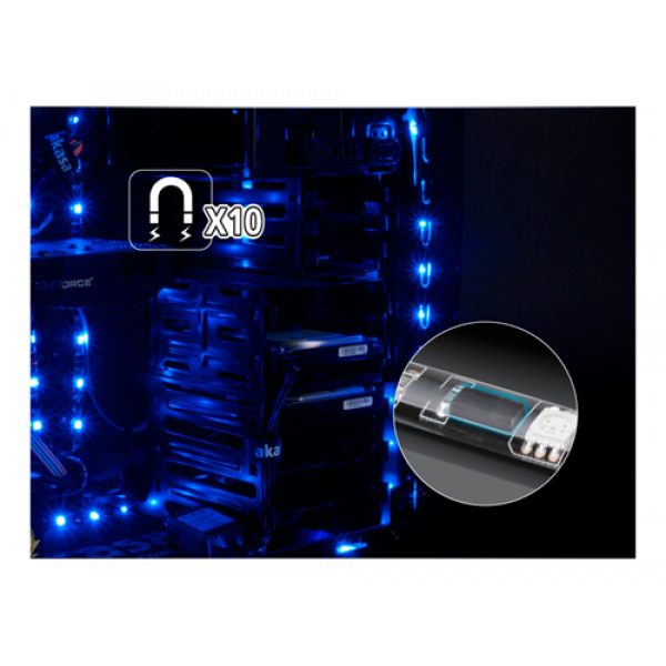 Akasa "VegasM" secure 10 pc Magnetic LED strip light, 50cm, Red AK-LD05-50RD