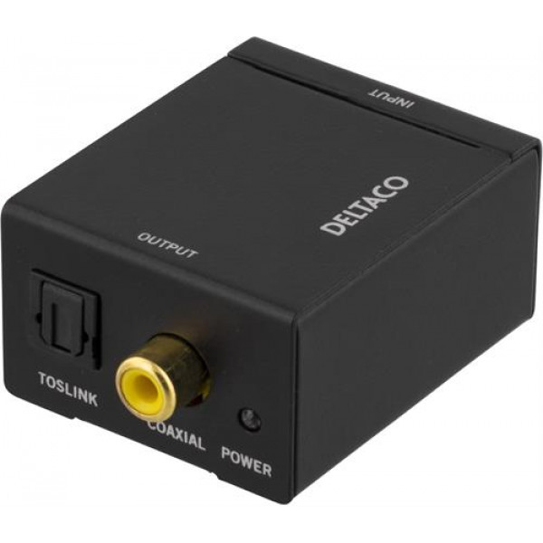 Ljudomvandlare från analog till digital, 2xRCA, S/PDIF, svart