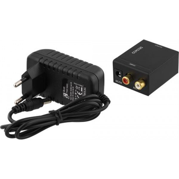 Ljudomvandlare från analog till digital, 2xRCA, S/PDIF, svart