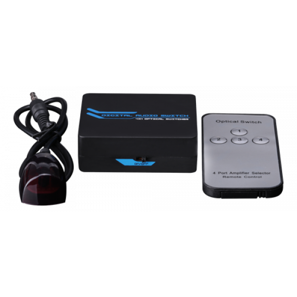 SPDIF/TOSLINK Digital Optical Audio 4x1 Switch with IR Remote Control