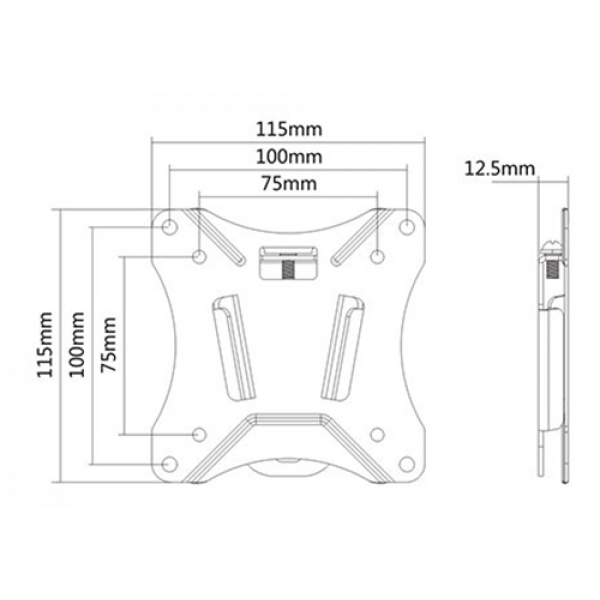 DELTACO Office, fixed wall, 13"-27", 25kg, 75x75-100x100 ARM-0100