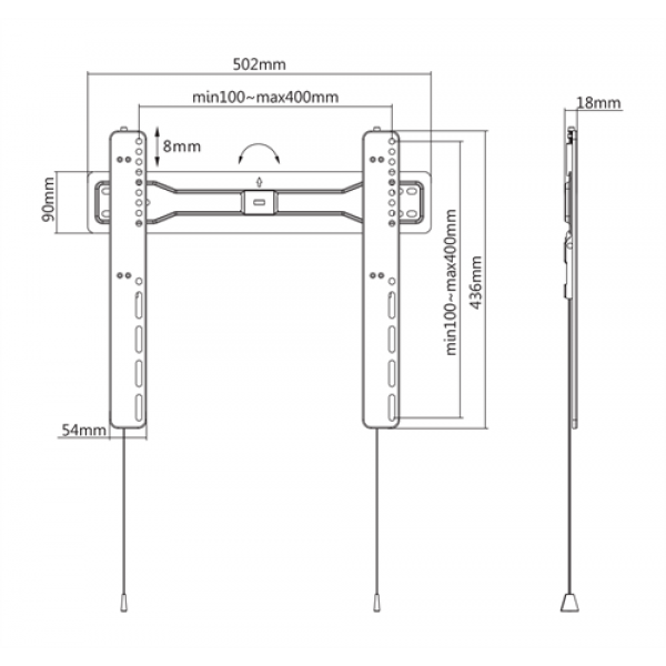 DELTACO Office, fixed ultra-slim wall, 32"-55", 35kg, 100x100-400x400 ARM-0150