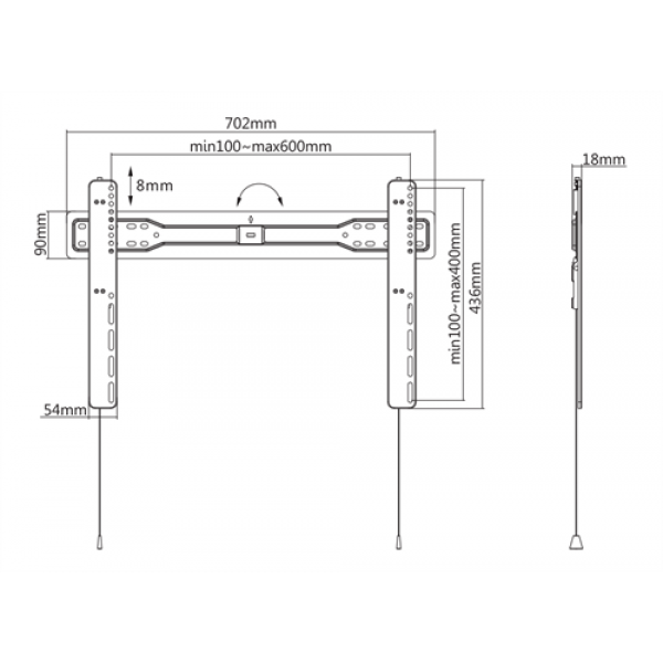 DELTACO Office, fixed ultra-slim wall, 37"-70", 35kg, 100x100-600x400 ARM-0151