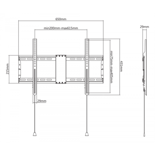 DELTACO Office, heavy-duty fixed foldable, 37"-80", 70kg, 200x200-600x ARM-0201