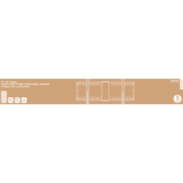 DELTACO Office, heavy-duty fixed foldable, 37"-80", 70kg, 200x200-600x ARM-0201