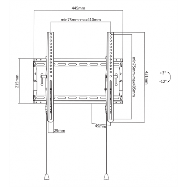 DELTACO Office, heavy-duty tilt foldable, 32"-70", 70kg, 75x75-400x400 ARM-0203