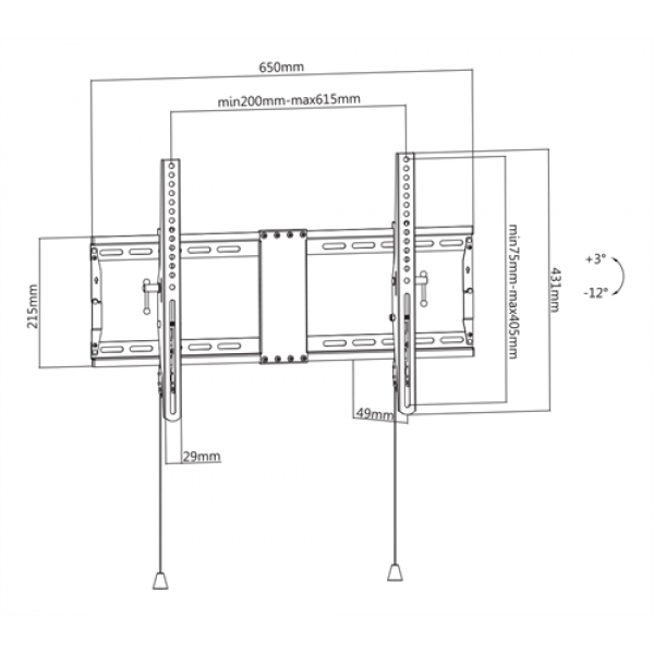 DELTACO Office, heavy-duty tilt foldable, 37"-80", 70kg, 200x200-600x4 ARM-0204