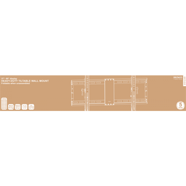 DELTACO Office, heavy-duty tilt foldable, 37"-80", 70kg, 200x200-600x4 ARM-0204