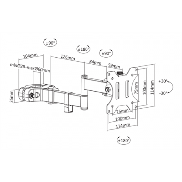 DELTACO Office Pivot pole mount monitor arm ARM-0304