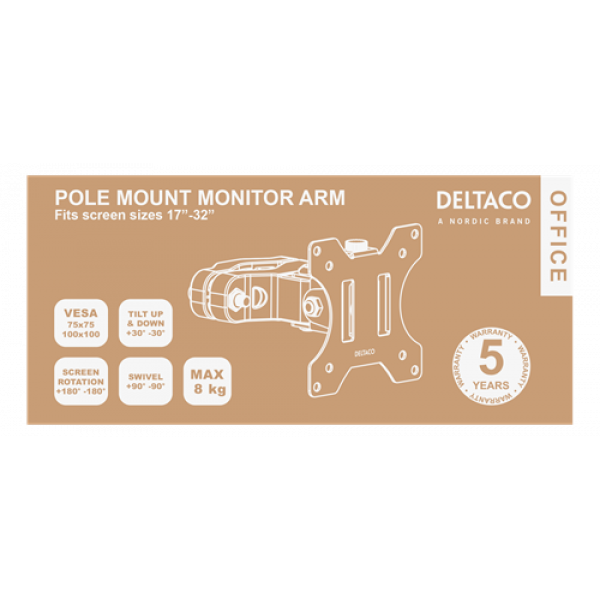 DELTACO Office Pivot pole mount monitor arm ARM-0304