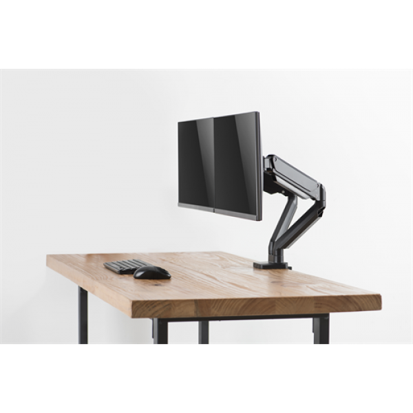 DELTACO Office, Dual desk, gas spring,17"-32",1,5-8kg,75x75-100x100 ARM-0351