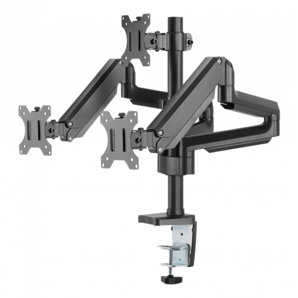 DELTACO Office, Tripple desk, gas spring,17"-27",1,5-8kg,75x75-100x100 ARM-0352
