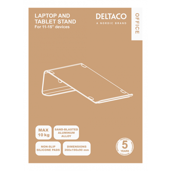 DELTACO Office, Laptop riser, 11"-15",10kg, aluminium ARM-0530