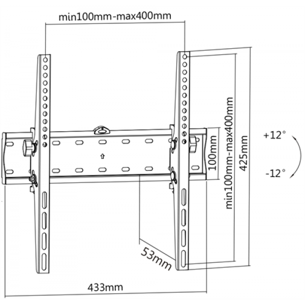 DELTACO, tilt wall, 32"-55", 40kg, 200x200-400x400 ARM-1101