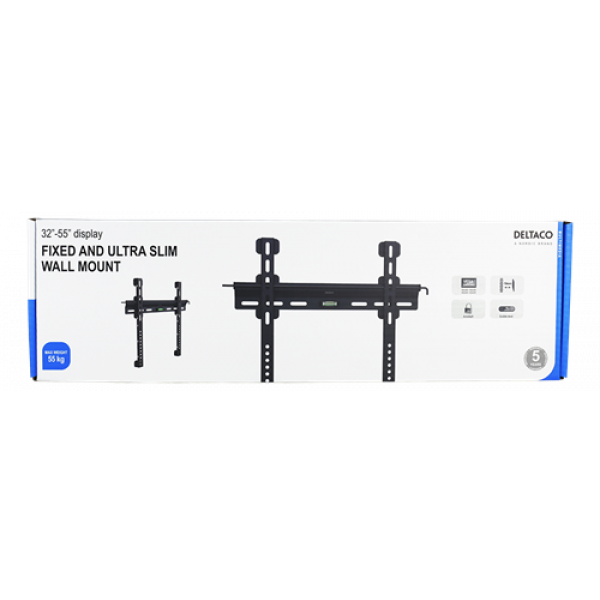 DELTACO, fixed slim wall, 32"-55", 55kg, 200x200-400x400 ARM-1102
