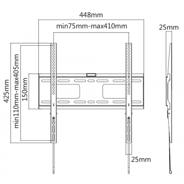 DELTACO, heavy-duty fixed wall, 32"-55", 50kg, 200x200-400x400 ARM-1150