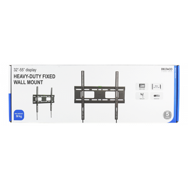 DELTACO, heavy-duty fixed wall, 32"-55", 50kg, 200x200-400x400 ARM-1150